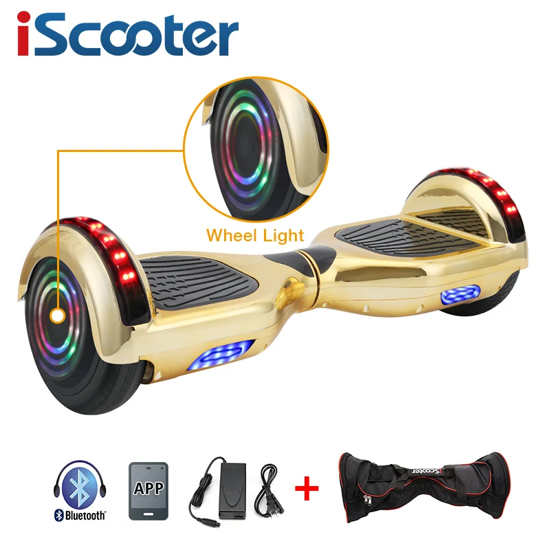 UL2722 Ховерборд, 6,5 дюймов, bluetooth, хромированный цветной Электрический скейтборд, руль, смарт, 2 колеса, самобалансирующийся стоячий скутер
