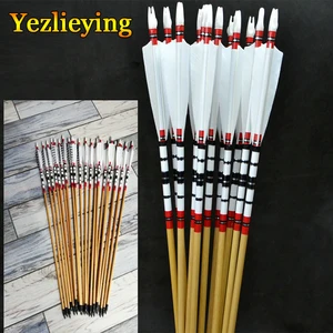 361224PCS 80cm Handmade Natural Wooden Arrows Bolts W Turkey Feather For 25-50lbs CompoundRecurve Bow Archery Shooting
