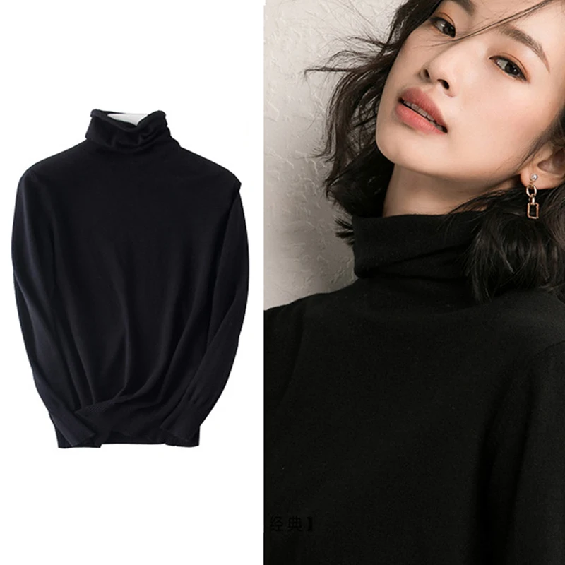 

Autumn Winter Thick Turtleneck Ribbed Sweater Women Spring Soft Long Sleeve Knitted Pullover Slim-fit Simple Bottoming Jumper