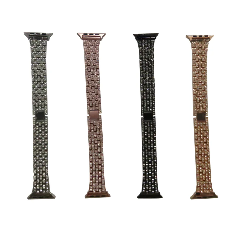 

Suitable for forApple watch 3 / 5 / 6 metal diamond band with five beads and full drill strap