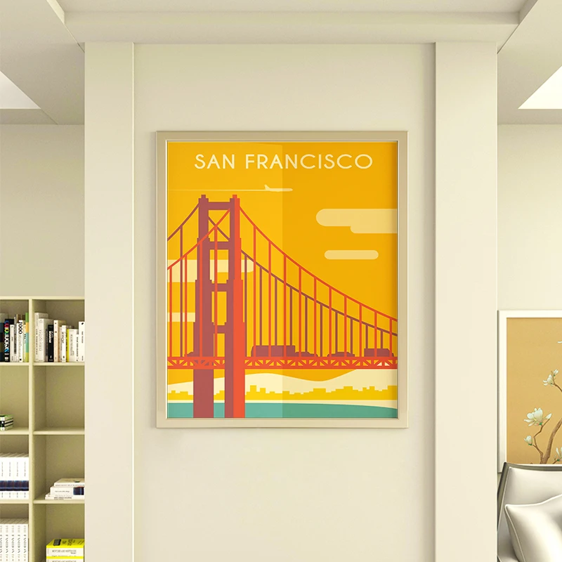 

Wall Art Canvas Poster Painting Print Picture for Living Bedding Room Decor Painting Original City View Abstract Bridge 2020 New