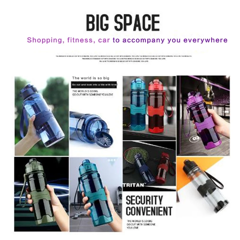 

1500ml Sport Water Bottle Tritan Leakproof Drink Bottle for Outdoors Camping Cycling Fitness Gym Yoga Drinkware