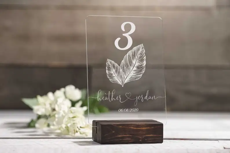 Personalized table number Acrylic Table numbers Wedding Signs Rustic Number with Stands | Дом и сад