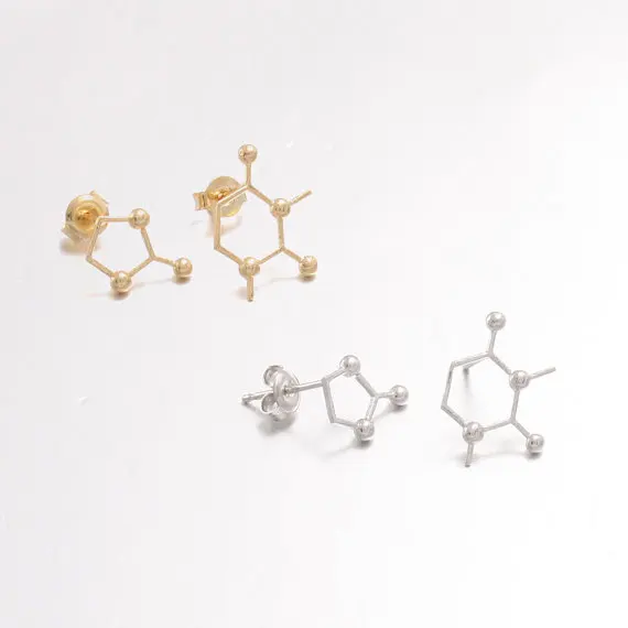 Jisensp уникальный дизайн неравномерная структура молекул кофеина серьги-гвоздики