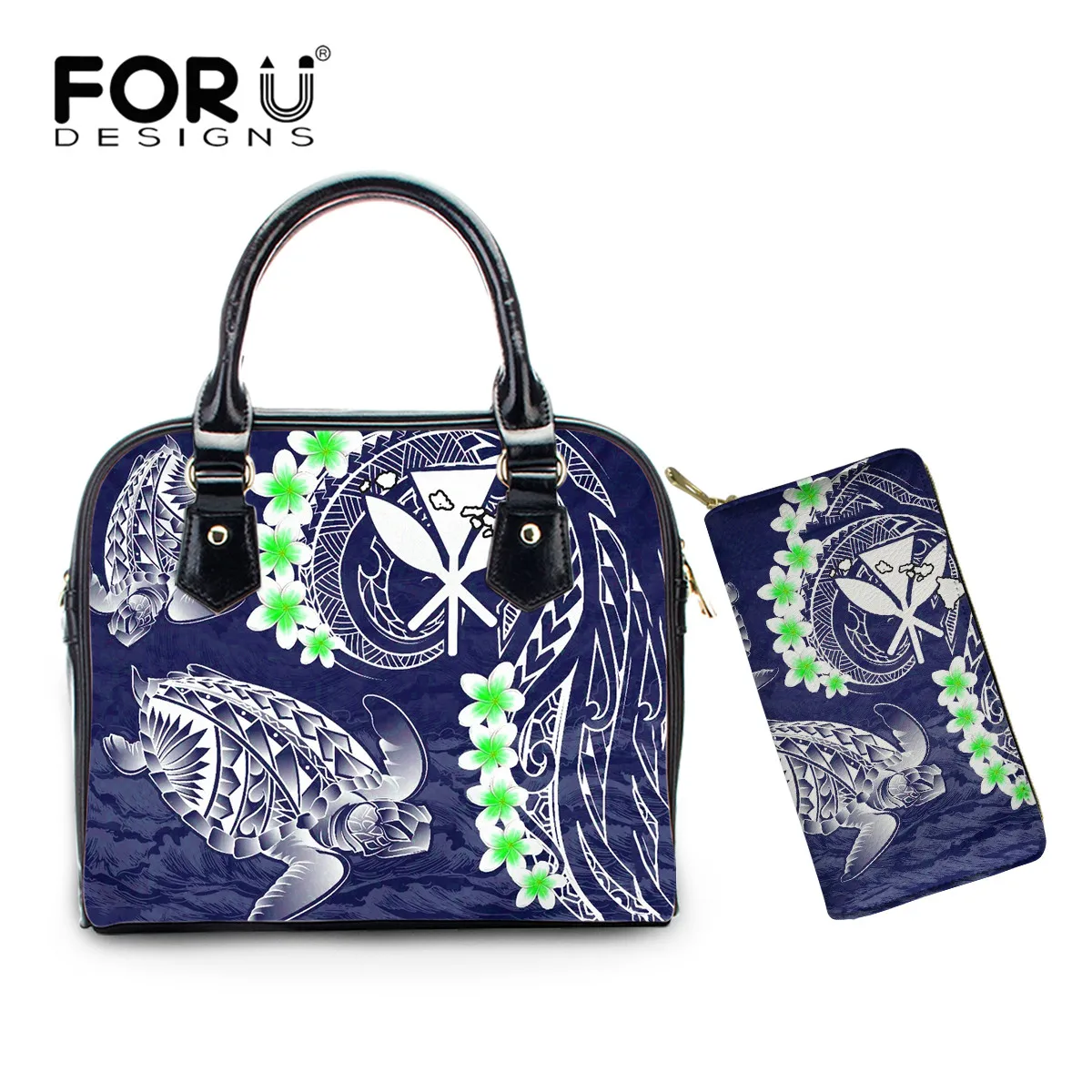 

FORUDESIGNS, Изысканная сумка и кошелек с рисунком морской черепахи Понпеи и Полинезии, новинка 2021, модная кожаная сумка-тоут для женщин, подарок