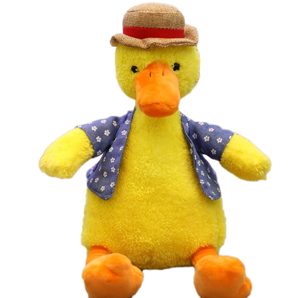 Плюшевые утка кукла с соломенная шляпа плюшевая игрушка милый кавайная шапка