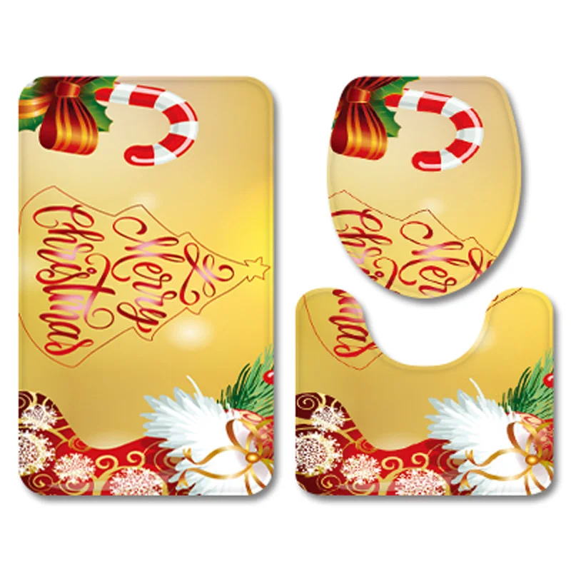 Модный Рождественский красный набор ковров для ванной комнаты фланелевый