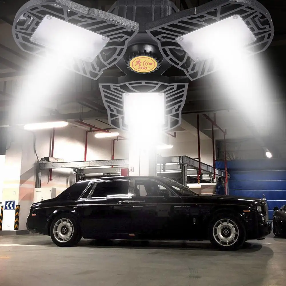Светодиодная лампа для гаража с радарным датчиком промышленная UFO Deform E27