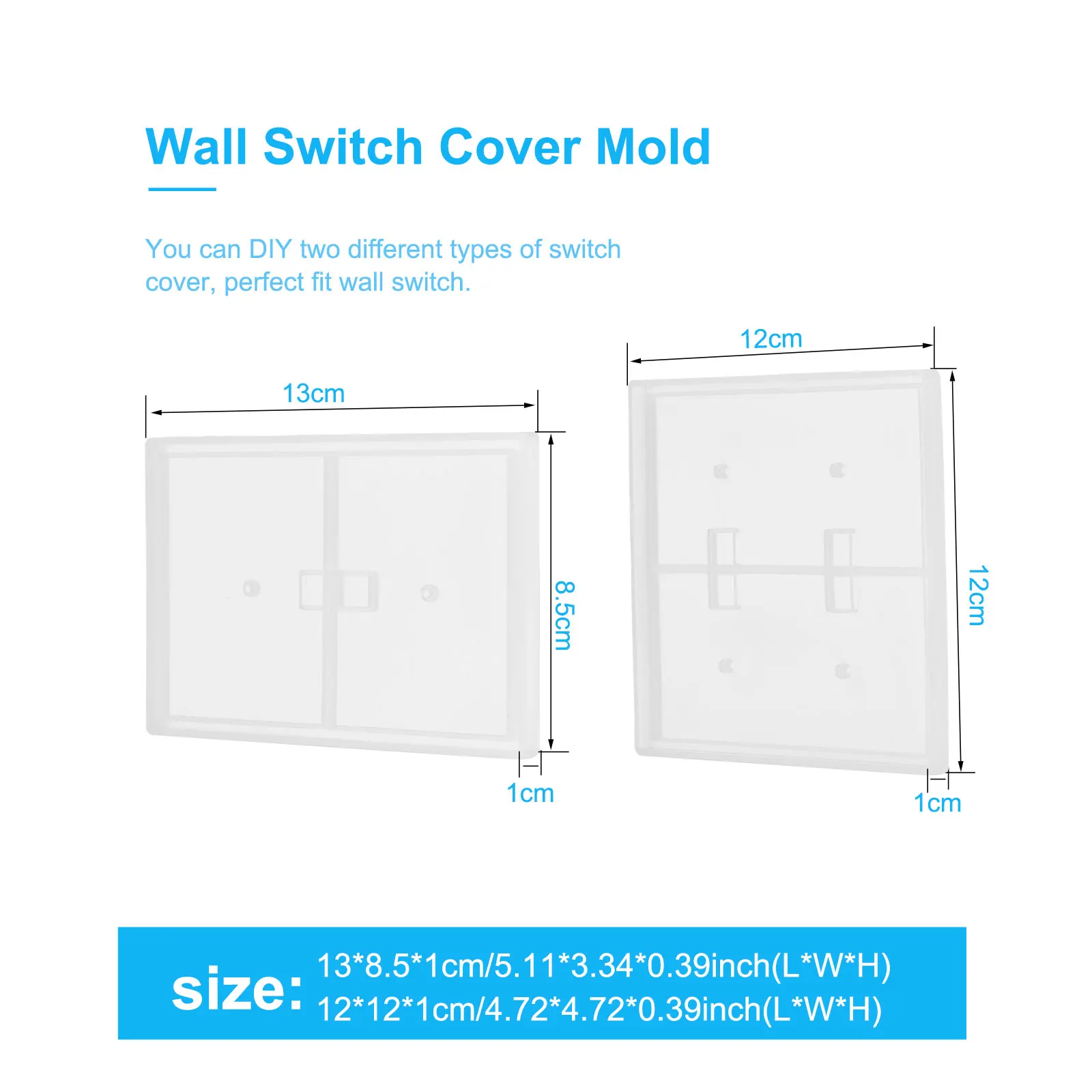 

Silicone Wall Single Double Light Switch Mould 2pcs DIY USB Socket Light Switch Cover Mould For Resin Epoxy Casting Craft Gift