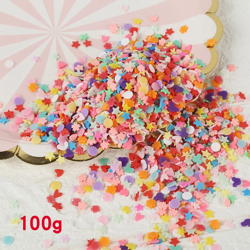 A2210 100g/lot Fimo Polymer Clay Sprinkles for Slime Heart Round Snowflake Star Slices Fake Cake Dessert Decoration DIY Nail Art Craft - Цвет: A2210
