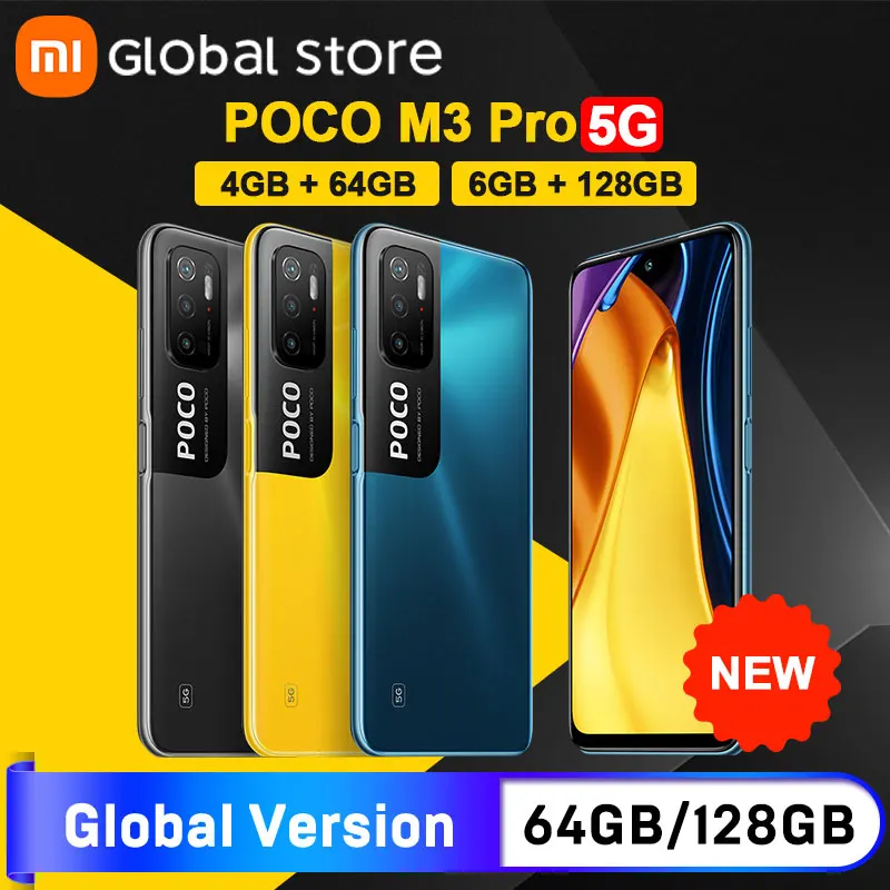 Новое поступление глобальная версия POCO M3 Pro 5G 4 Гб 64 Гб/6 ГБ 128 NFC Dimensity 700 Octa Core 6 5 &quot90