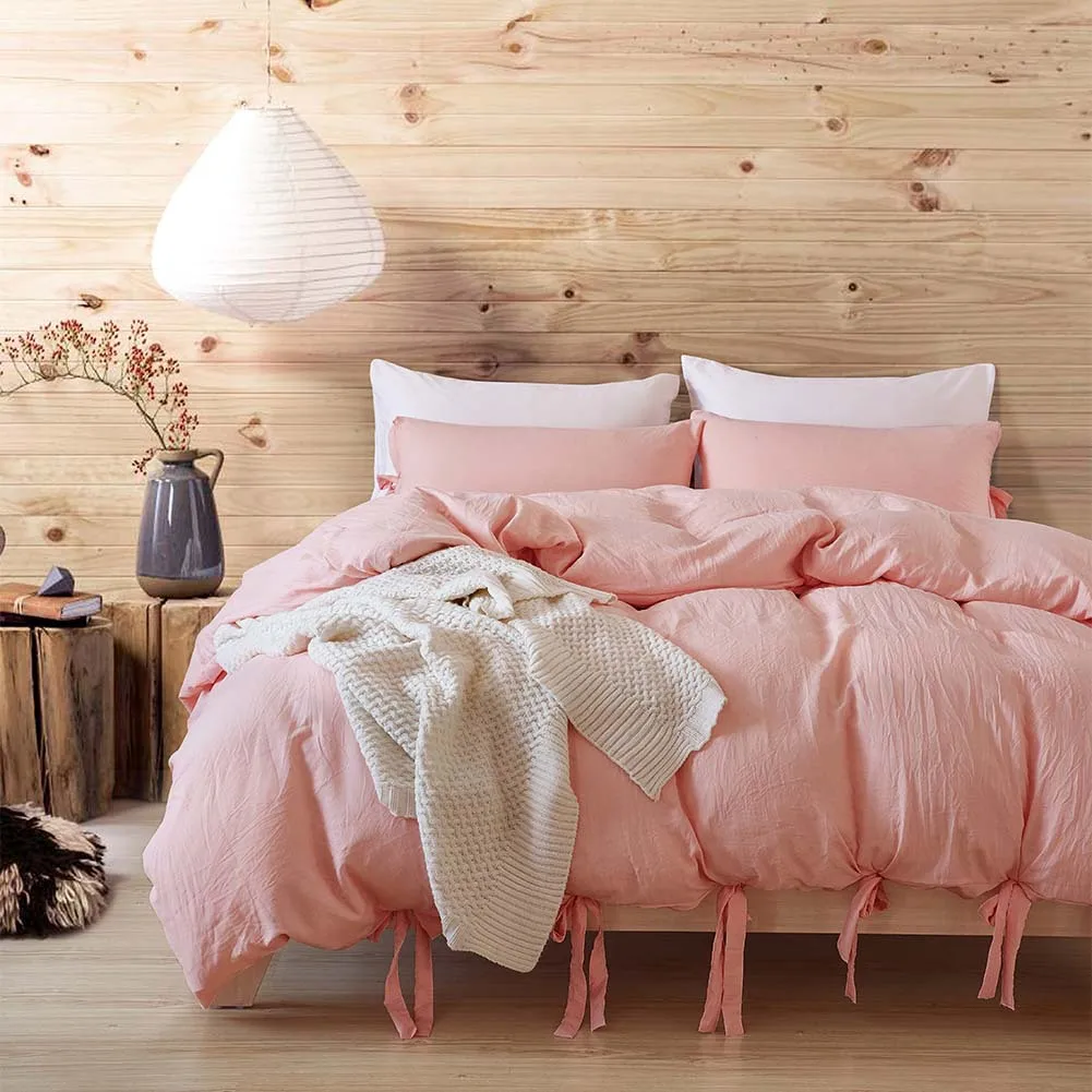 

3Pcs Solid Color Tape Bedding Set Butterfly Duvet Cover Pillowcase Set Single Twin Queen King Size