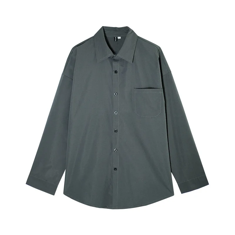 

Hot Sale 2021 Spring Autumn Pure Color All-match Long-sleeved Shirt Men's Trend Korean Loose Top Casual Plus Size Men's Clothing