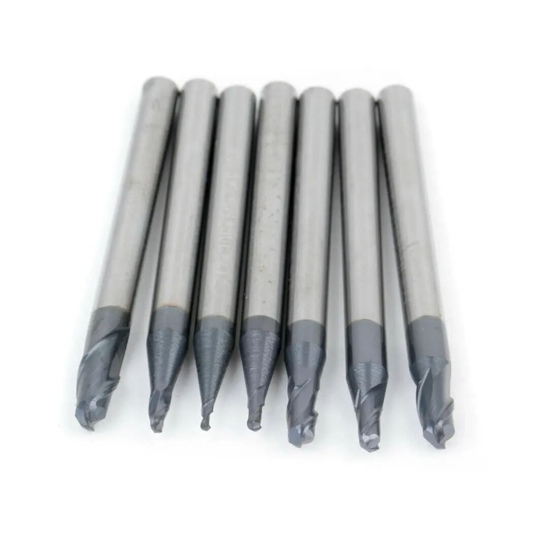 

7pcs End mill Set 0.5-2.0mm Tungsten Carbide Ball Radius Tool + 7 * Box