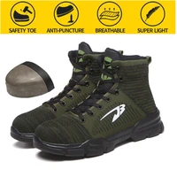 all seasons breathable safety shoes steel toe cap sport shoes large size high top puncture proof safety work shoes