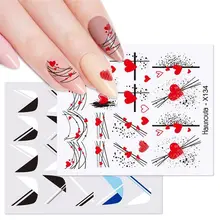 Love Heart Design Valentine Nail Art Stickers 3D Decals Geometric Lines Charms Nails Sliders Decoration Nail Art Tips Manicure