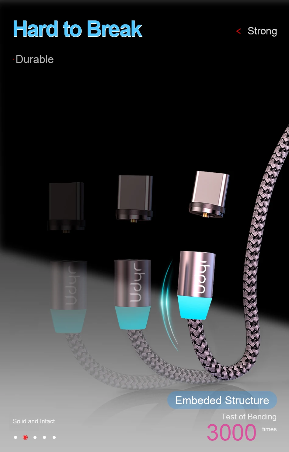 Udyr Магнитный Micro usb type C кабель для iphone samsung Android 2 м Быстрая зарядка магнит Зарядное устройство USB кабель провод для мобильного телефона шнур