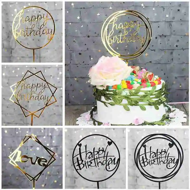 Прекрасный подарок топпер для торта С Днем Рождения акриловый топ с надписью дня