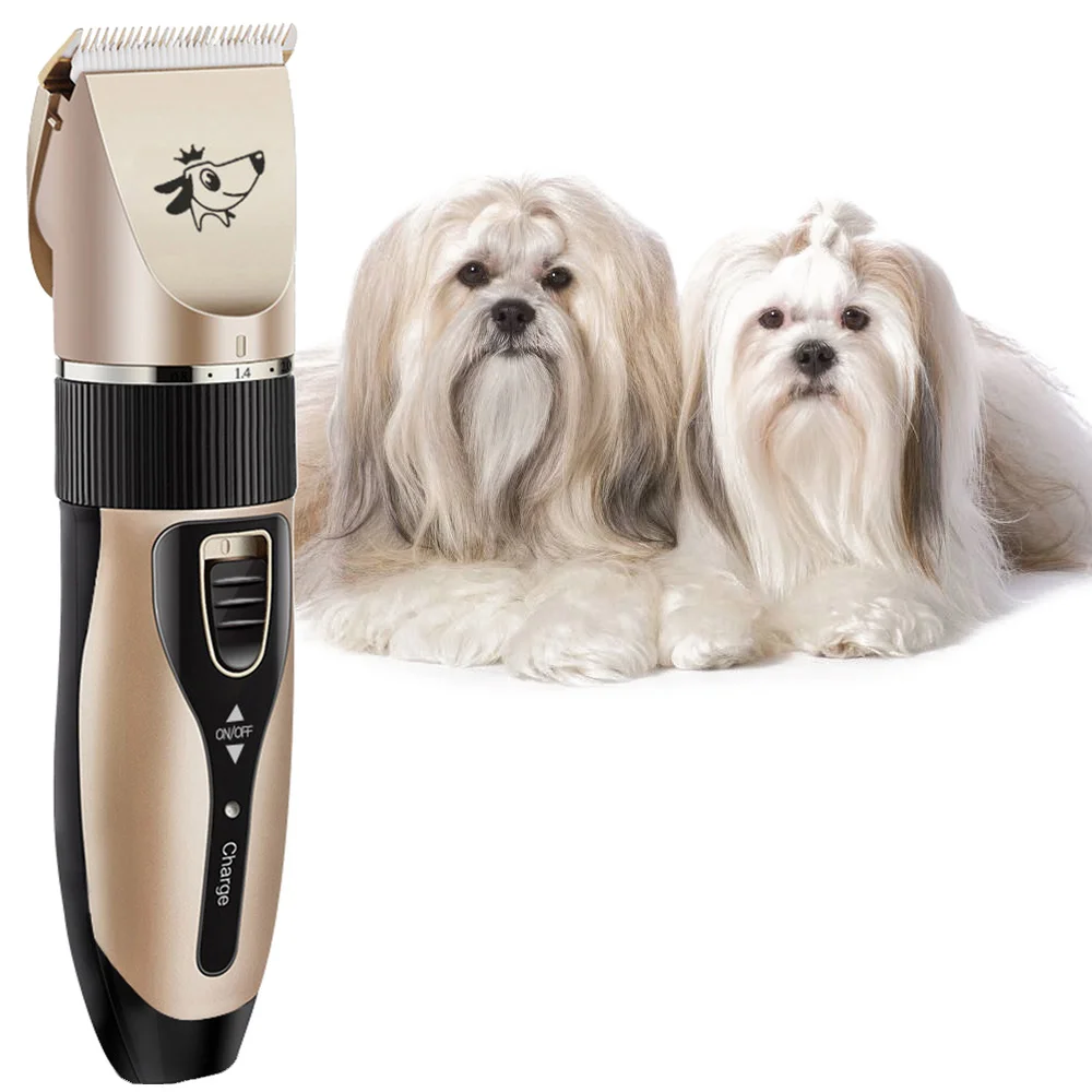 

USB Rechargeable Electric Dog Pet Hair Trimmer Grooming Remover Tools Kit (Gold)