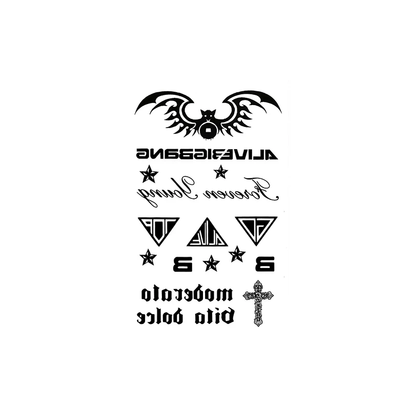 

Небольшой Размеры геометрический крест английские буквы татуировки для Для мужчин-наклейка для боди-арта Arm временное художественное тату ...