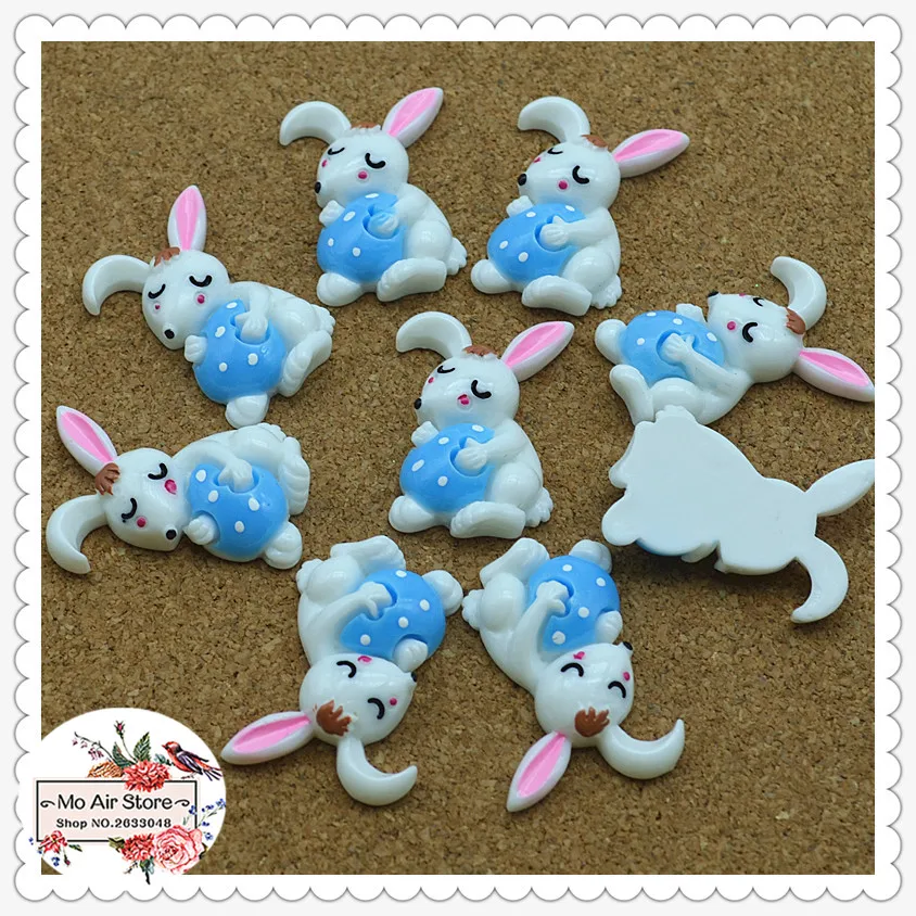 

10 шт. смола пасхальный день голубое яйцо кролик плоская спина, кабошон искусство поставка украшение шарм ремесло DIY аксессуары RC212