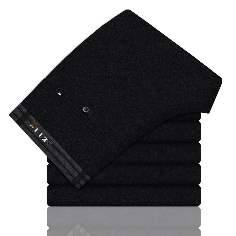 Осень и зима новые мужские плотные повседневные брюки бизнес мода Slim Fit Брюки брендовые черные темно-серые - Цвет: Черный