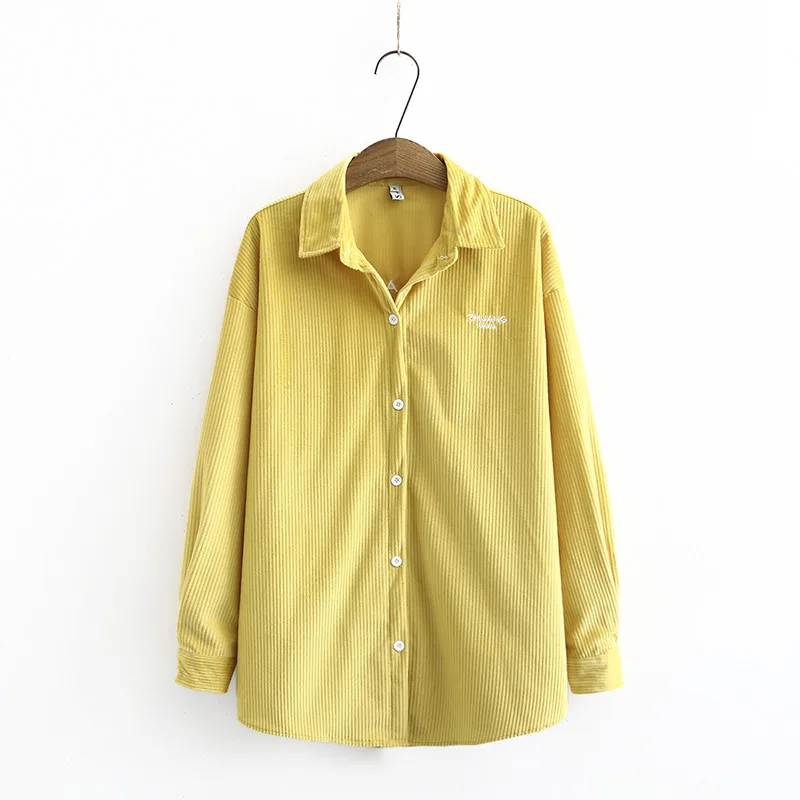 

New ladies autumn winter plus size tops for women large blouse long sleeve loose casual button corduroy shirt 3XL 4XL 5XL 6XL