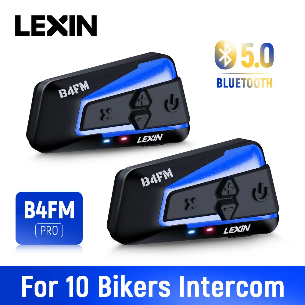 

Lexin 2шт. B4FM BT Мотогарнитура для Мотошлема Bluetooth Интерком для 4 Гонщика FM Радио Универсальное Сопряжение Intercom