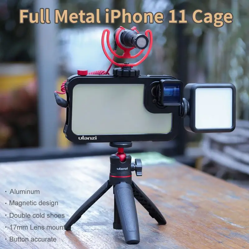 

Metal Phone Cage For iPhone 11/11 Pro/11 Pro Max 17mm Interface Cage Vlog Video Accessory For Lens