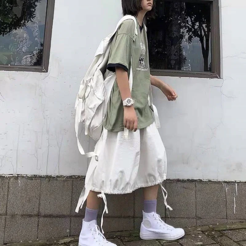 

A- line Skirt Women's Long Skirt Summer Korean Style Loose High Waist Slimming All-Match Hot Girl Style Pleated Umbrella Skirt