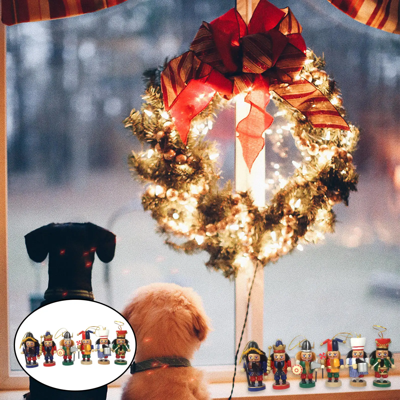 

6 шт., экологический кукольный Рождественский Щелкунчик, украшения, деревянные для настольных стен, гостиной, на подоконнике, фестиваль