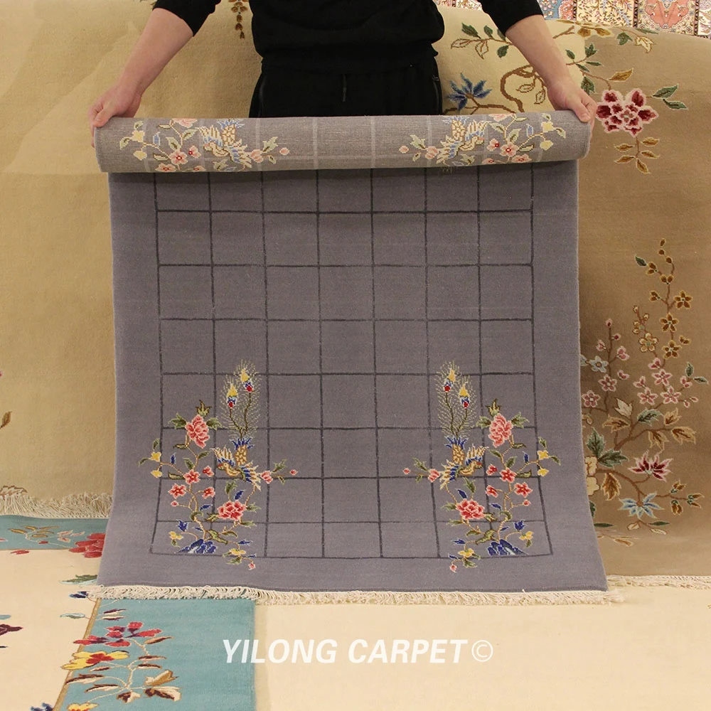 YILONG 3 'x 4 7' изысканный ручной вязки в китайском стиле серый ковер мягкий