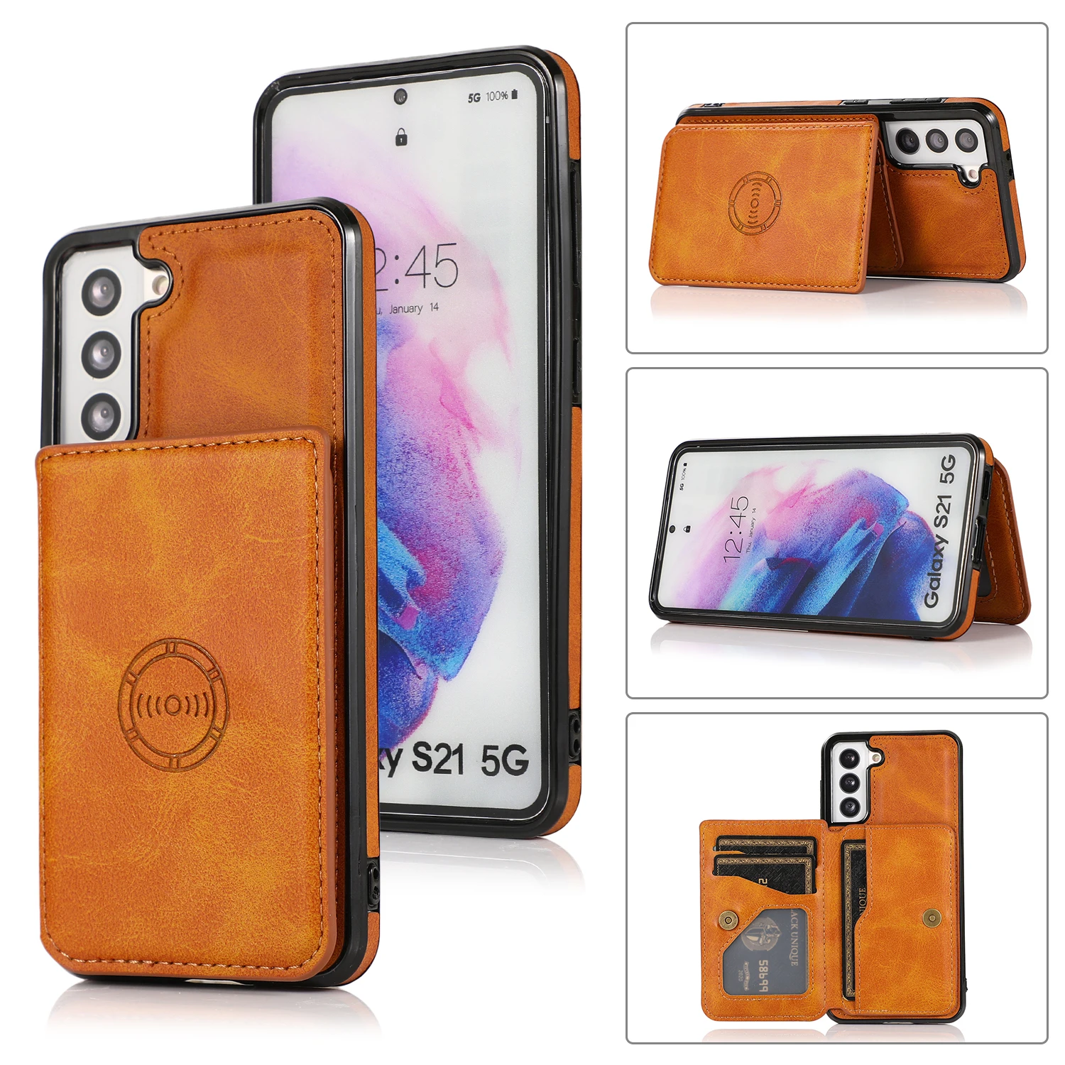 Leather Stand Case For Samsung Galaxy S21 S20 Ultra S20FE S10 Note20 10 Plus A12 A32 A52 A72 A51 M31 M11 Card Slot Wallet Cover