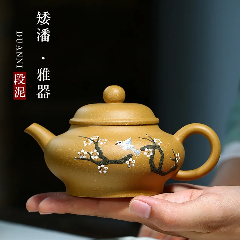 

Yixing ручная резная глина, окрашенный фиолетовый глиняный горшок, чайник для сырой руды, грязевой карликовый горшок, семейный подарок