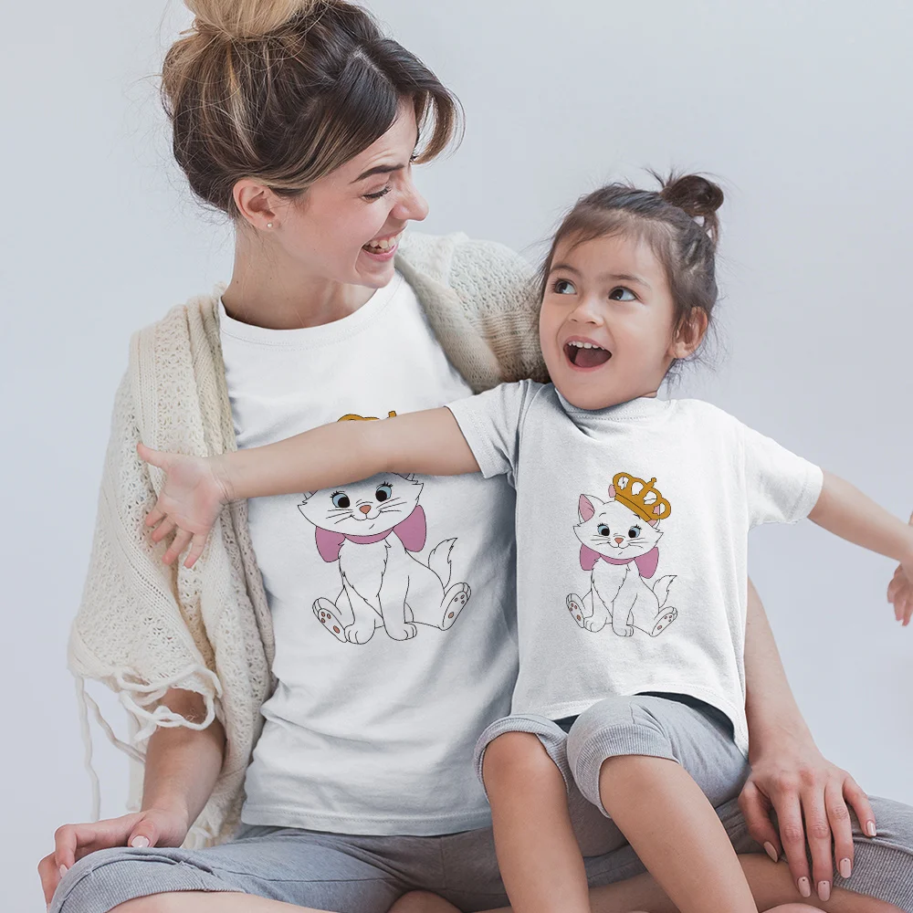 

Cute Aristotelian Cat T-shirt Toddler Girl Tshirt Fashion Twin Babies Clothing Summer Breathable And Comfortable T-shirts women