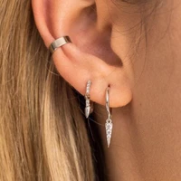 minimalist gold hoops spike charm cz hoop earrings 925 sterling silver delicatetiny earrings for women korean jewelry 2019