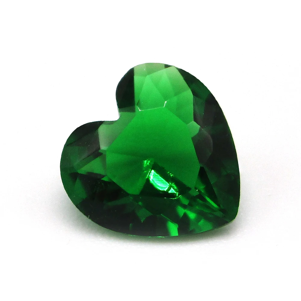 

50pcs 6x6mm 7x7mm 8x8mm Heart Cut Synthetic Gems Beads Loose Green Glass Stone For Jewelry