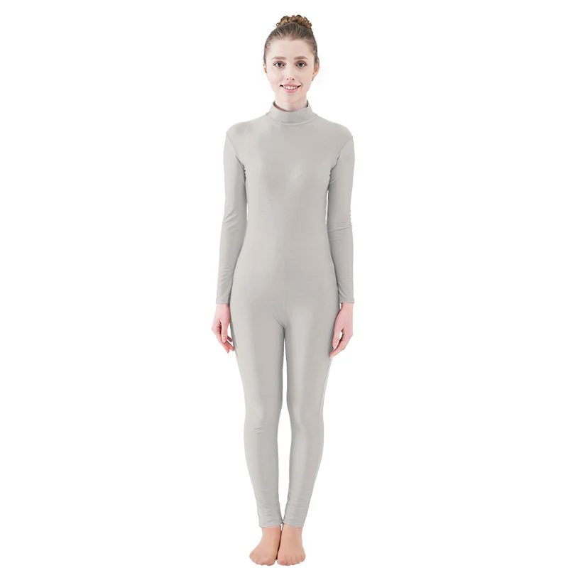 Light Gray Ensnovo, Женский балетный комбинезон Yogo, длинный рукав, водолазка, костюм, лайкра, нейлон, спандекс, Одежда для танцев, боди, спортивные комбинезоны - Цвет: Light Gray