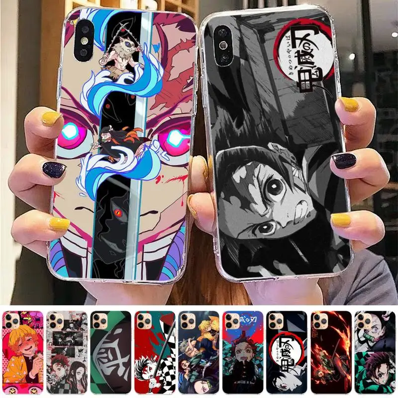 

Japan Demon Slayer Phone Case for iphone 13 8 7 6 6S Plus X 5S SE 2020 XR 11 12mini pro XS MAX