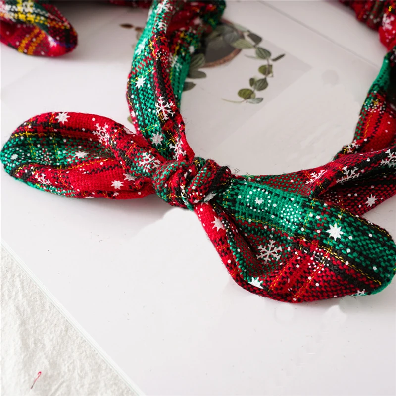 Christmas Rabbit Ears Cross Knotted Elastic Hair Band Printed Headband Accessories Head hoop Headwrap Women Girls Hairband |
