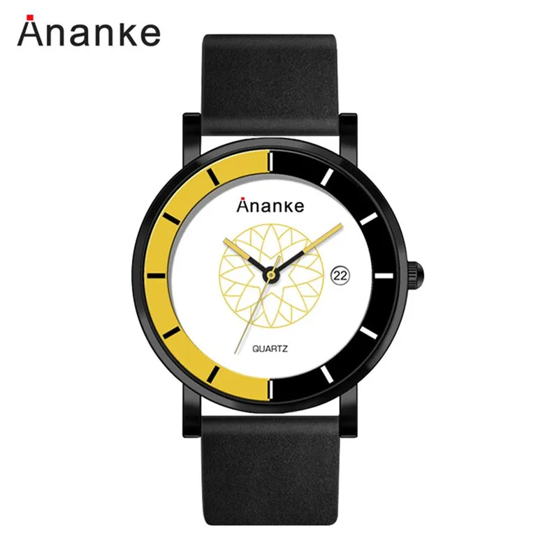 

2019 Relogio Masculino Ananke Brand Watch For Men Fashion Calendar Leather Sports Quartz Watch Business Wristwatch Reloj hombre