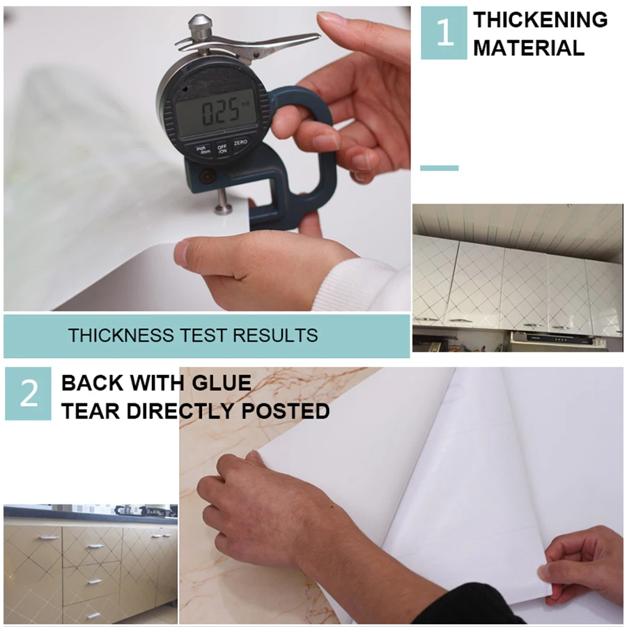 Self-adhesive waterproof wallpaper paint bathroom kitchen wardrobe furniture refurbished countertop contact paper PVC wall stick |