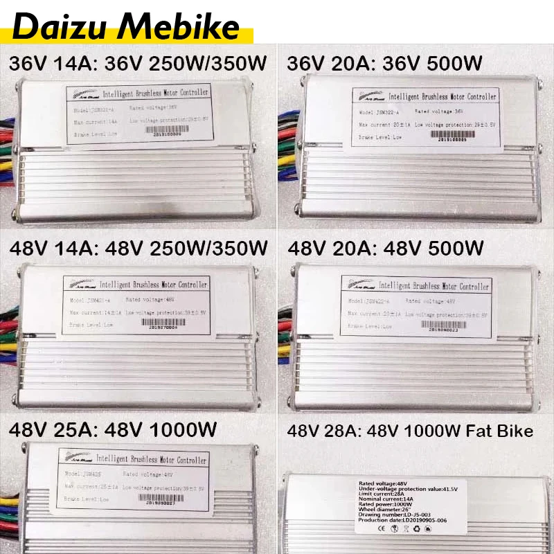 

36V/48V 250W/350W/500W/1000W Scooter Electric Bicycle Brushless DC Motor Regulator Intelligent Dual Mode Motor Speed Controller