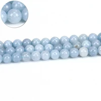 natural stone blue light aquamarines jades round loose smooth beads for jewelry making diy bracelet necklace 6 8 10mm 15inches