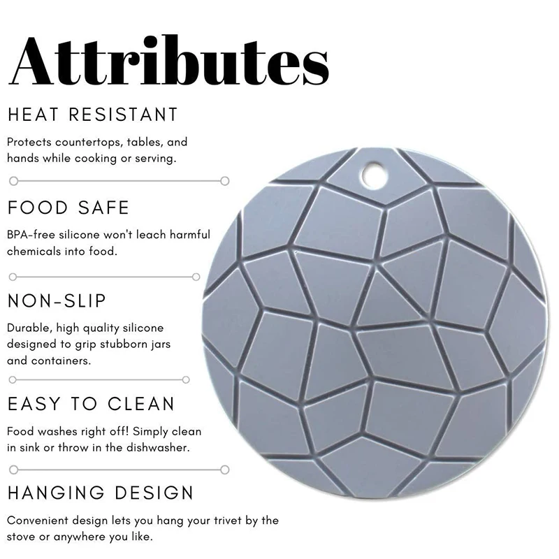 Геометрические круглые силиконовые подставки для открывания банок кухонный