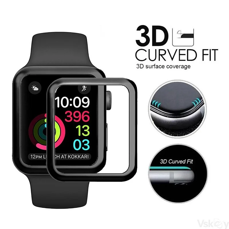 3D изогнутое закаленное стекло для Apple Watch 38 мм 42 40 44 серия 6 5 4 SE Защитная пленка
