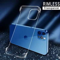 ultra thin frameless clear phone case for iphone 13 12 11 pro max mini x xs xr hard pc transparent cover for iphone 7 8 plus se2