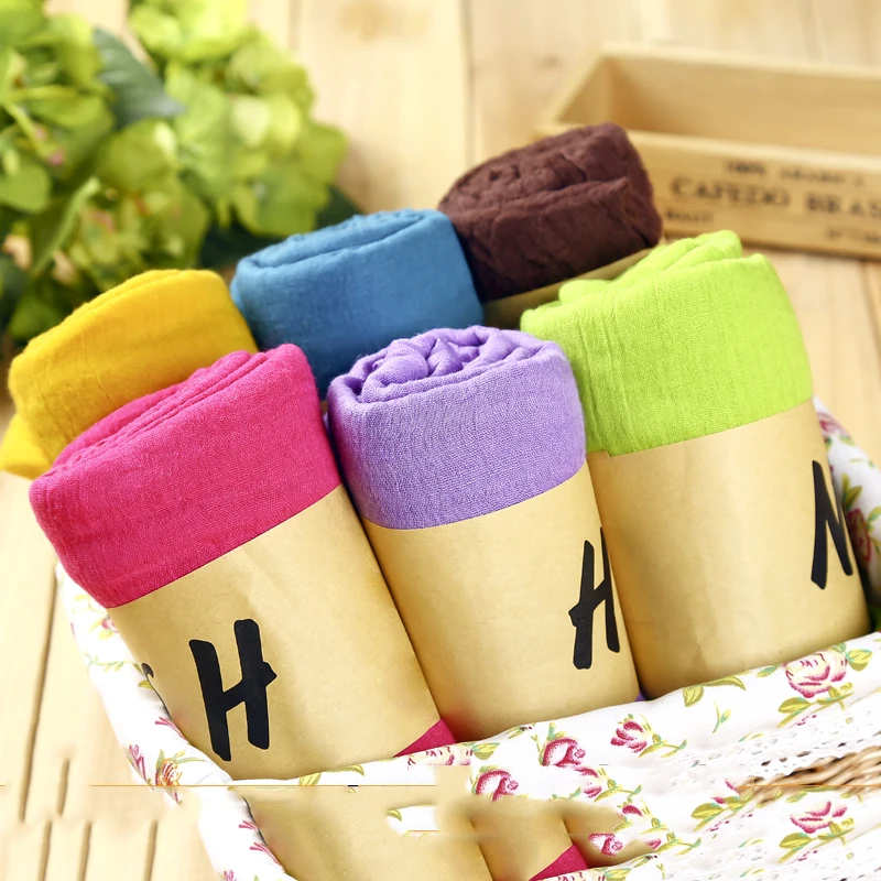 

Autumn and winter scarves linen scarves wild solid color cotton and linen long women's new shawl spring and summer