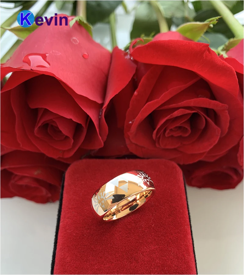 Мужское и женское вольфрамовое обручальное кольцо 8 мм купольное США с лазерной