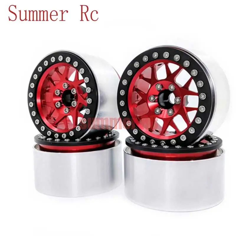 4Pcs Aluminum Alloy 2.2 Beadlock Wheels Rims for 1/10 RC Crawler Axial SCX10 SCX10 II 90046 TRX4 D90 Accessories RC Crawler